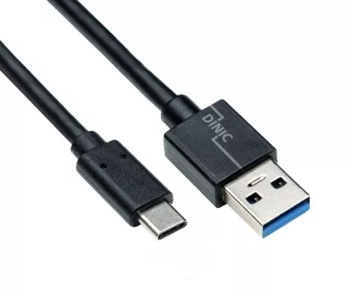 USB 3.1 кабел тип C - 3.0 A щепсел, 5Gbps, 3A зареждане, черен, 0,50 м, DINIC Box